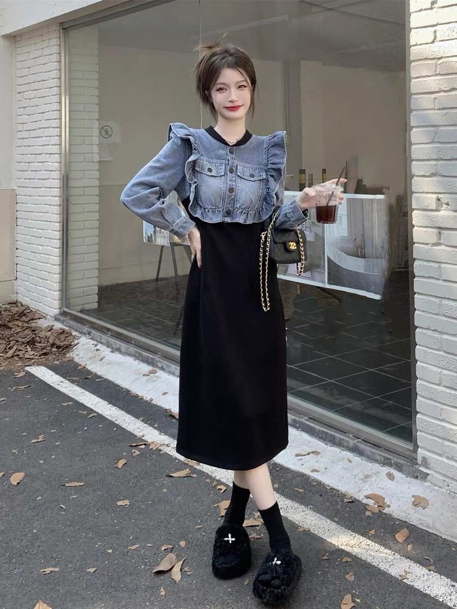 ĐẦM JEAN BÈO VAI PHỐI THUN D96